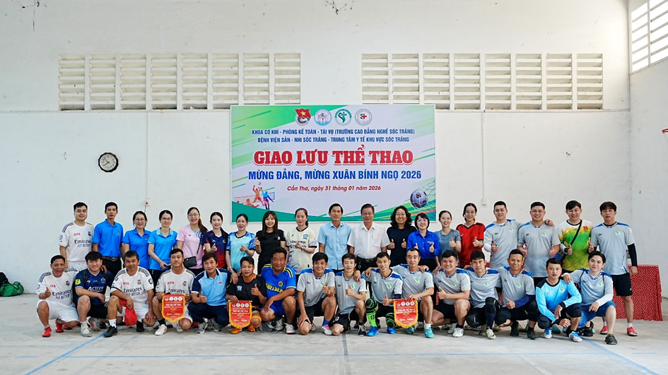 Trường Cao đẳng Nghề Sóc Trăng tổ chức giao lưu thể thao với Bệnh viện Sản - Nhi và Trung tâm Y tế Sóc Trăng, nhân dịp chào mừng kỷ niệm 96 năm Ngày thành lập Đảng Cộng sản Việt Nam(03/02/1930 - 03/02/2026) và mừng Xuân Bính Ngọ 2026