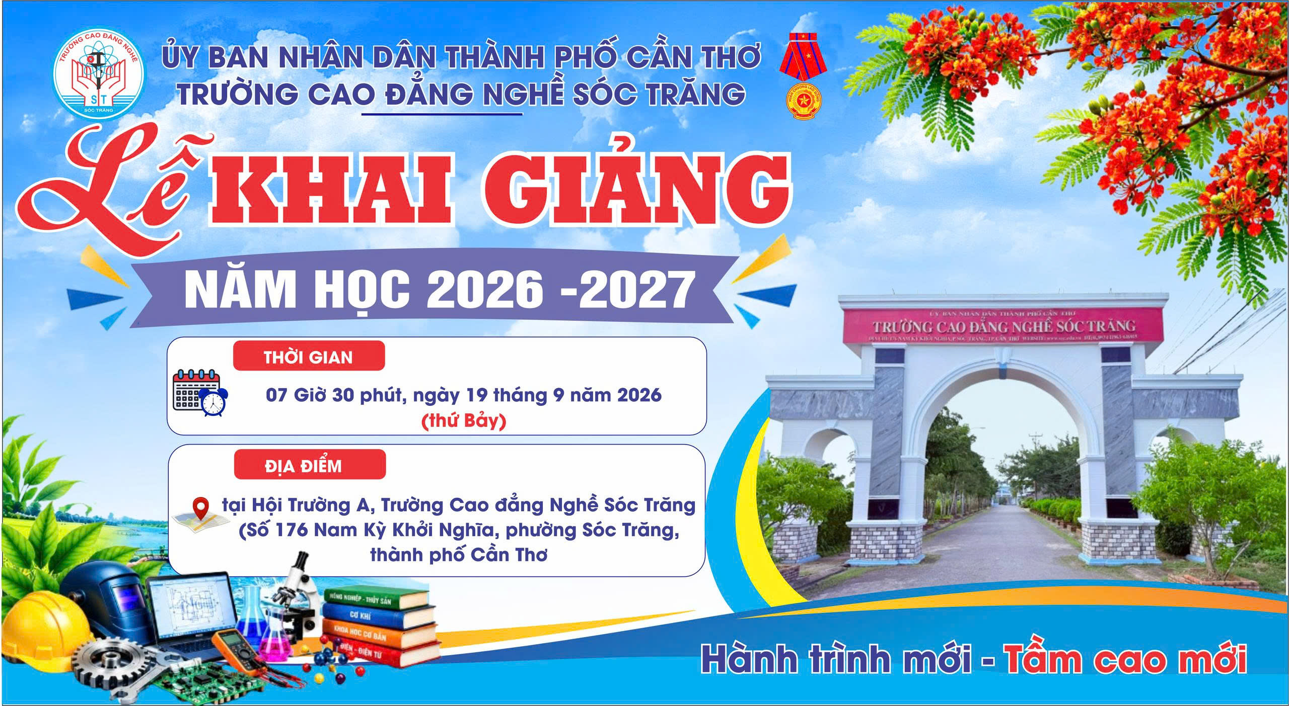 TRƯỜNG CAO ĐẲNG NGHỀ SÓC TRĂNG TỔ CHỨC LỄ KHAI GIẢNG NĂM HỌC 2026 - 2027
